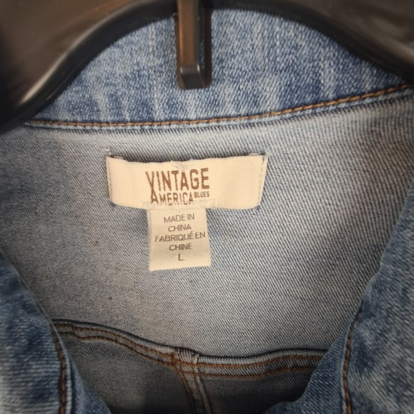 Vintage America Blues Womens Denim Jacket Size Large Medium Wash Everyday Layer - Picture 2 of 8